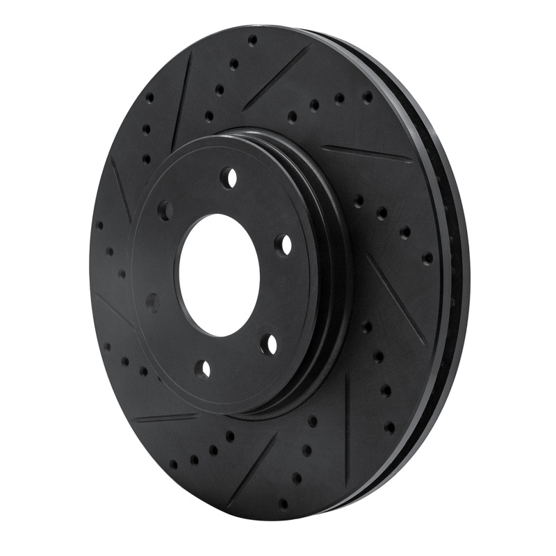 Chevrolet Trailblazer Brake Rotor (1) - Front Left - R1 Concepts - Drilled & Slotted - Black - `06-`09